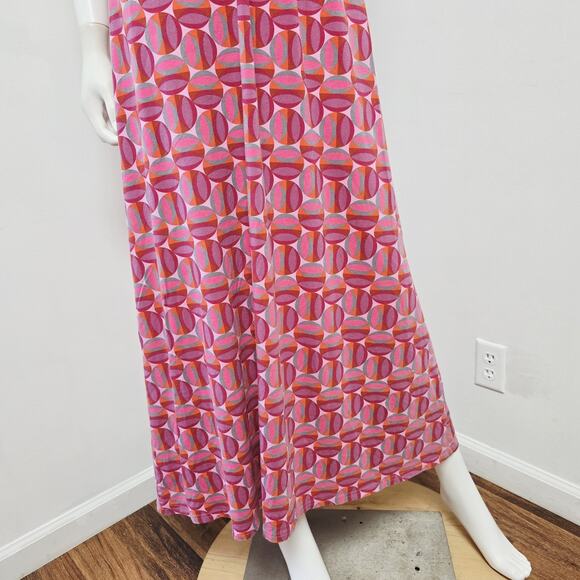 Garnet Hill Maxi Dress Size 6 Sleeveless Crossover Geometric Dots Jersey Womens - Picture 4 of 9